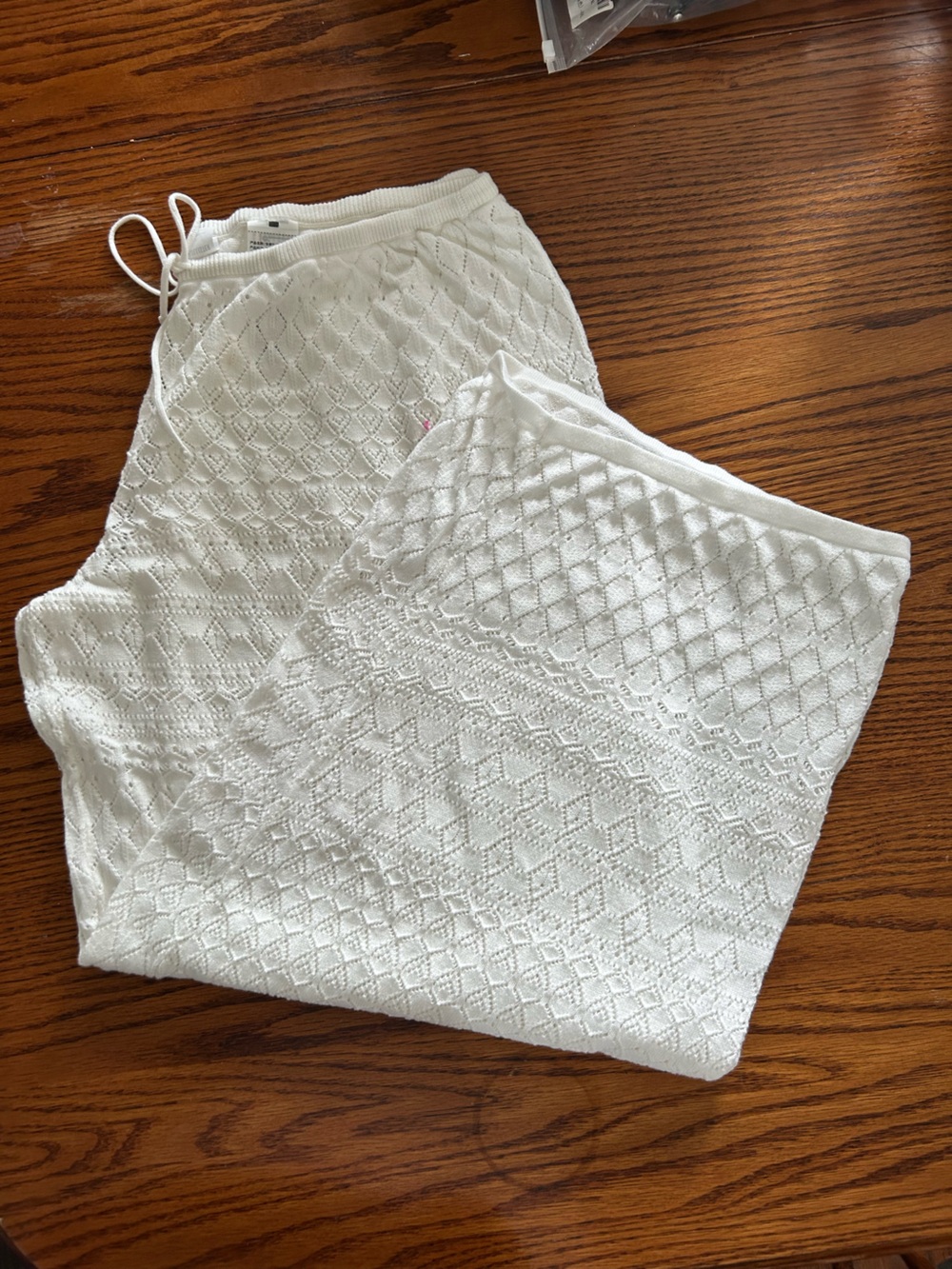 Hollister white Open-Knit wide leg pants